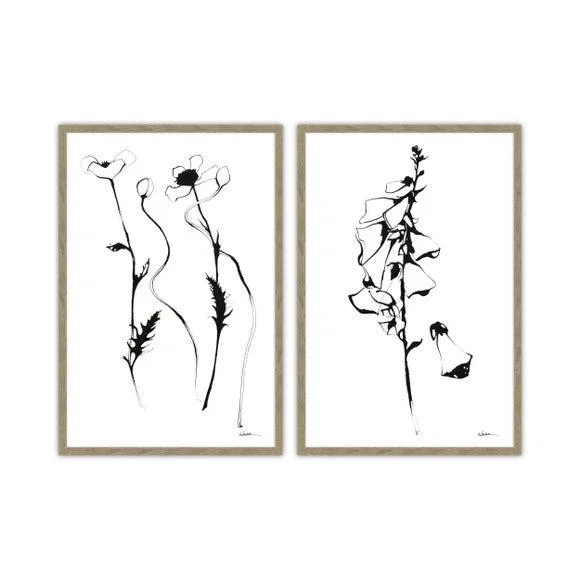 Artko Set of 2 Inky Poppies and Foxgloves Framed Prints – image 3