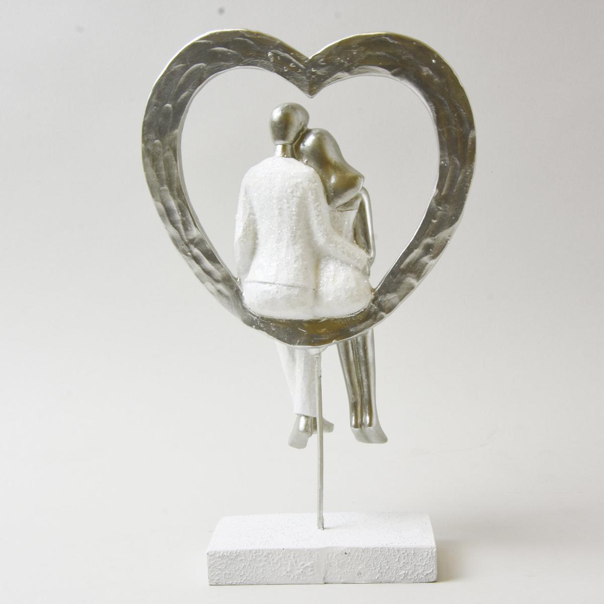 Couple in Heart Sculpture Silver – image 3