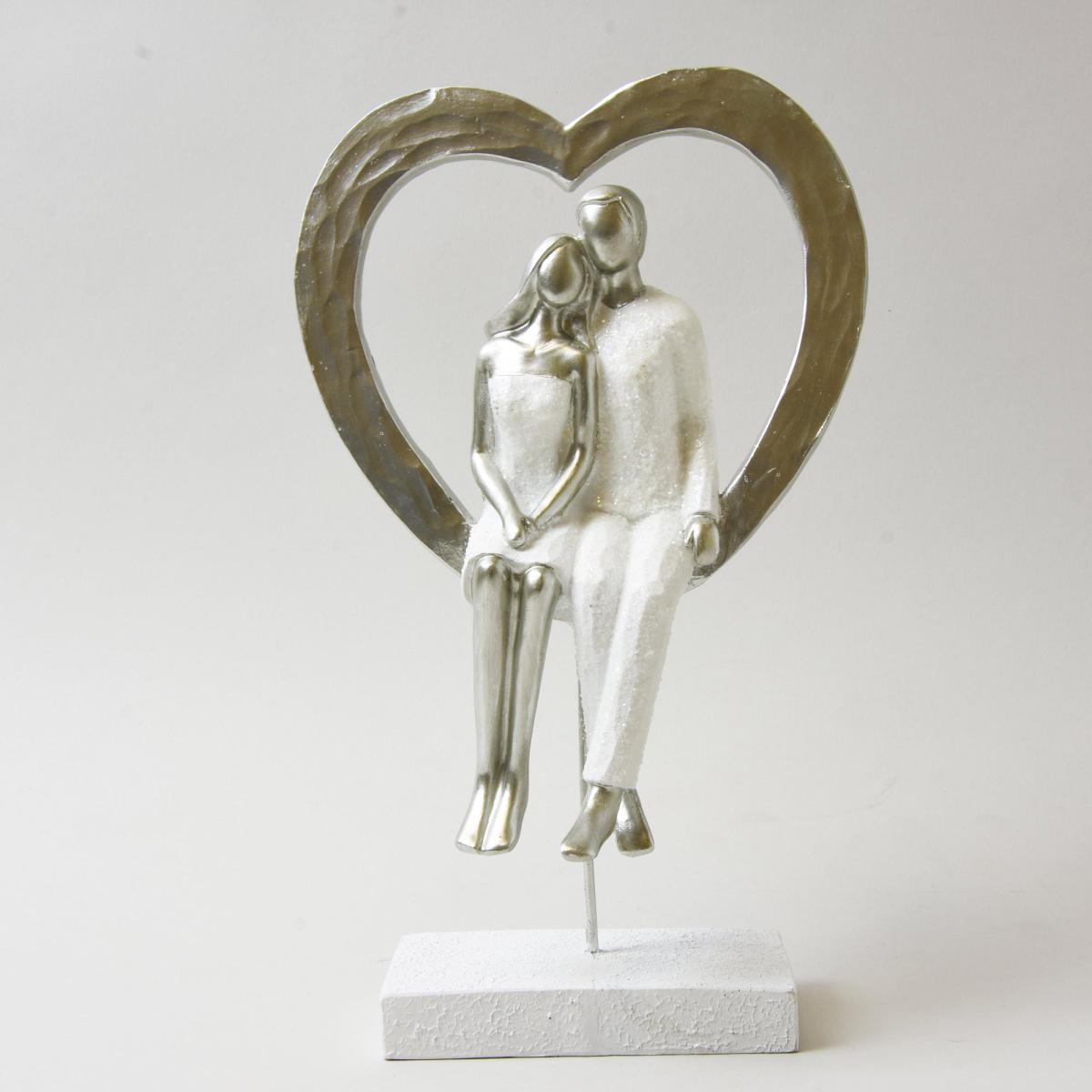 Couple in Heart Sculpture Silver – image 1