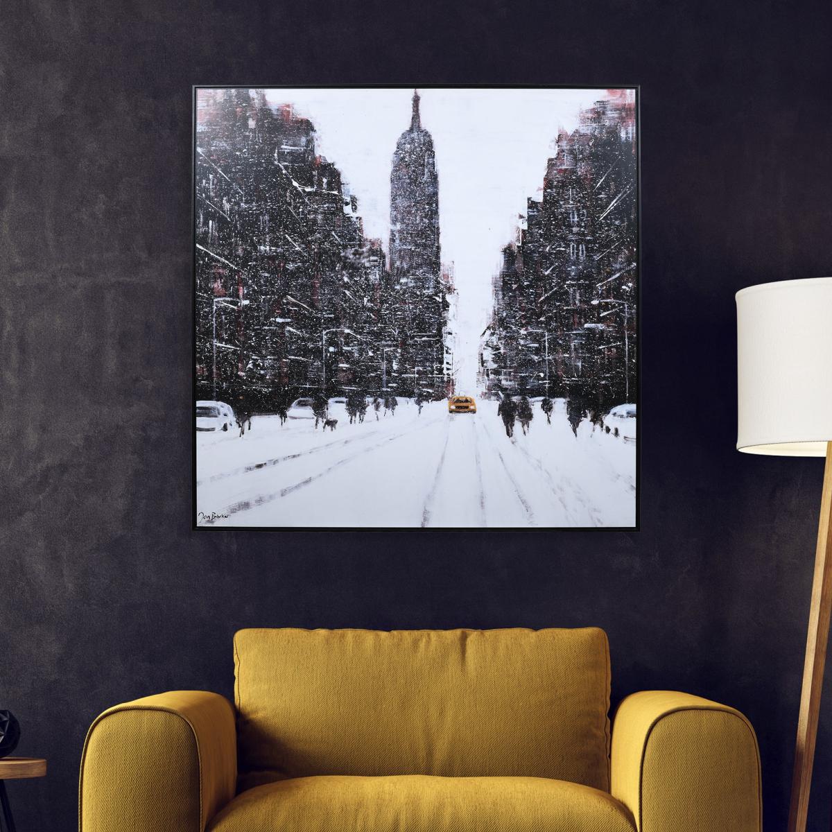 The Art Group Premium Edit One Brave Taxi - Manhattan Framed Print Black and white – image 1