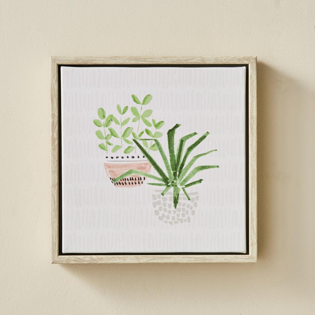 Set of 3 Plants Canvases Brown and Green – image 3