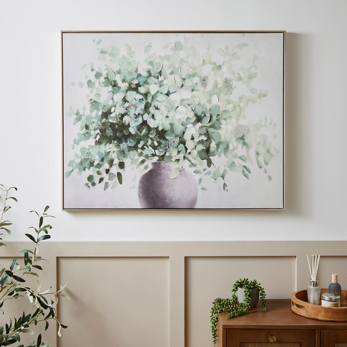 Churchgate Green Florals Capped Canvas 80x100cm Green – image 1