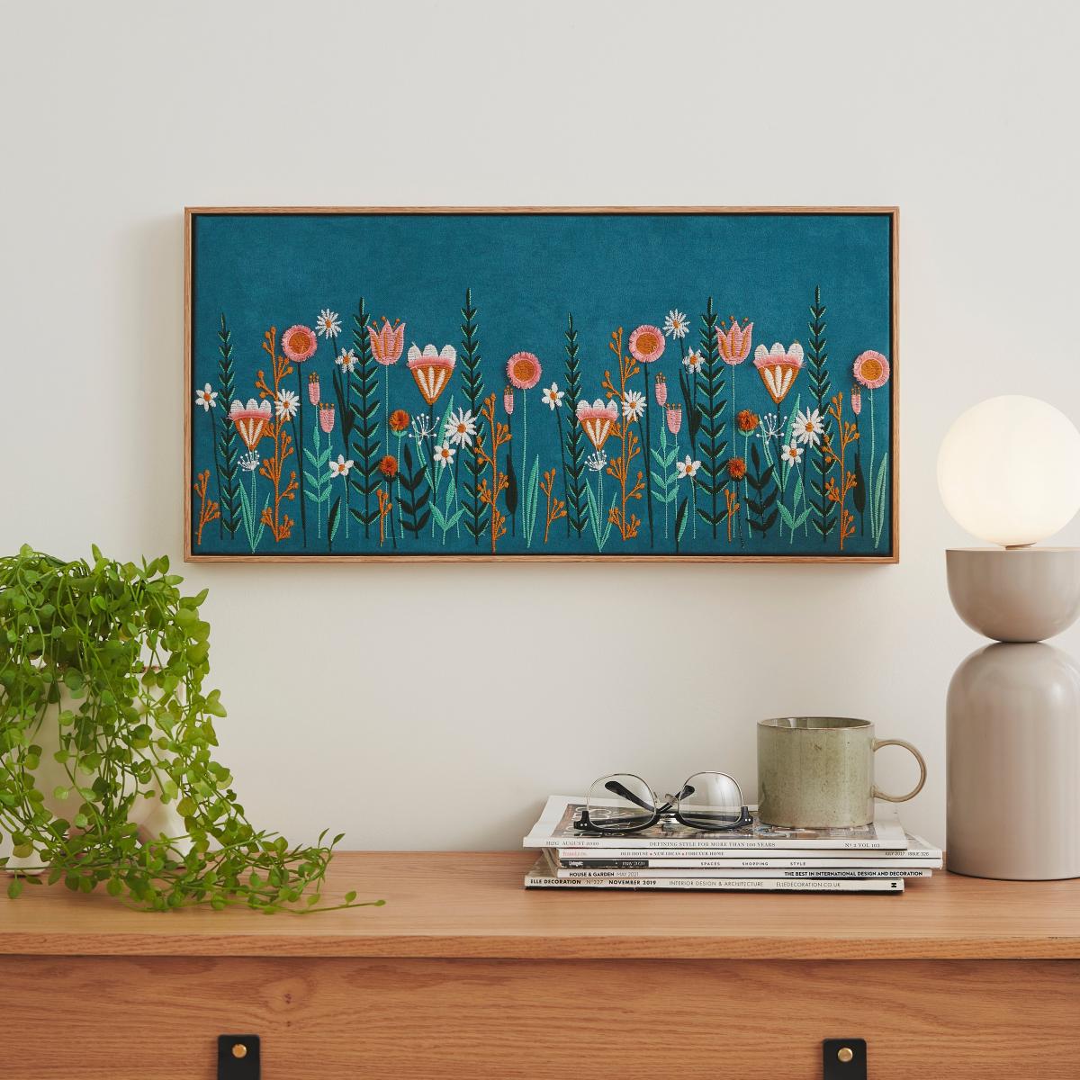 Scandi Florals Capped Canvas 60x30cm Blue – image 1