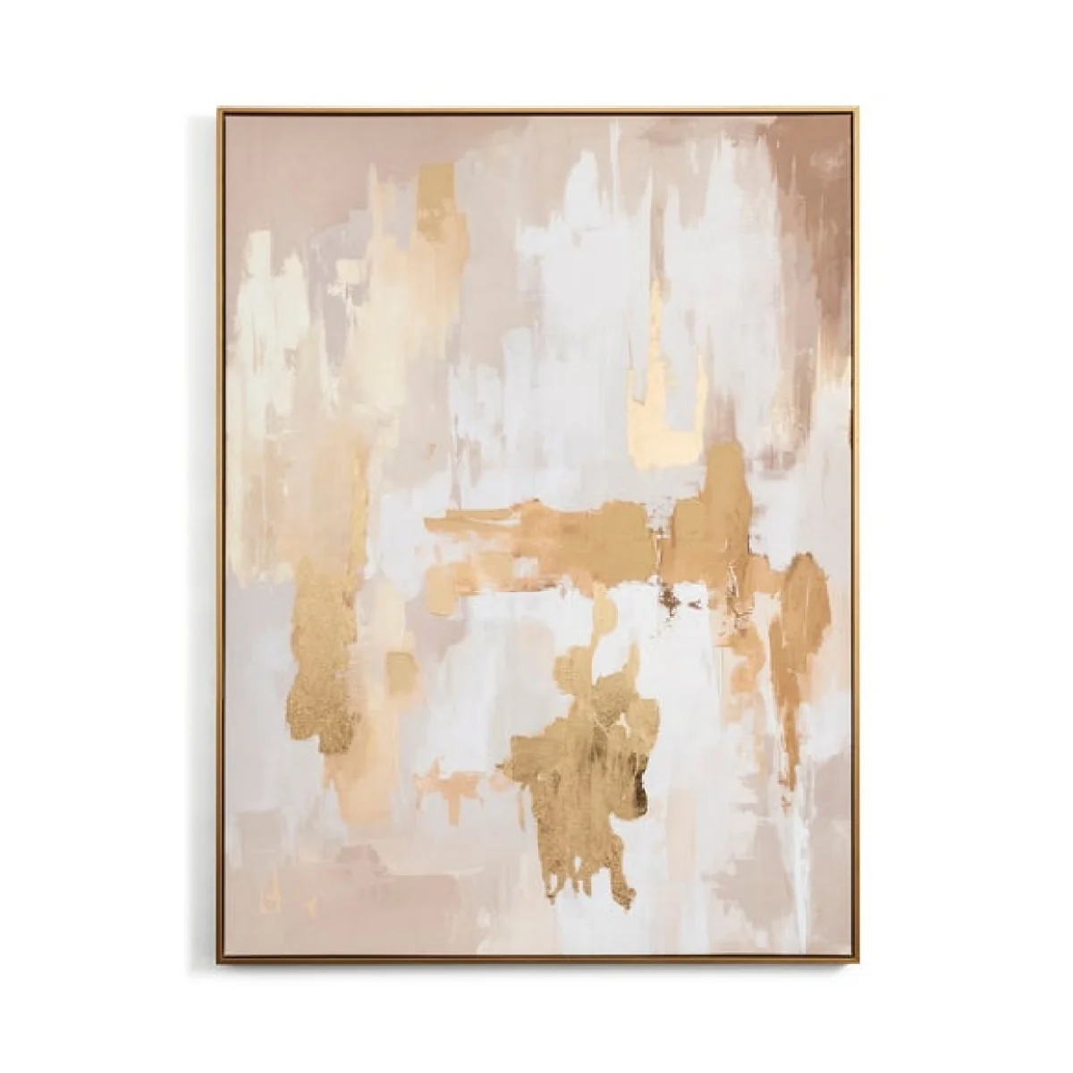 Abstract Gold & Neutral Framed Canvas – image 3