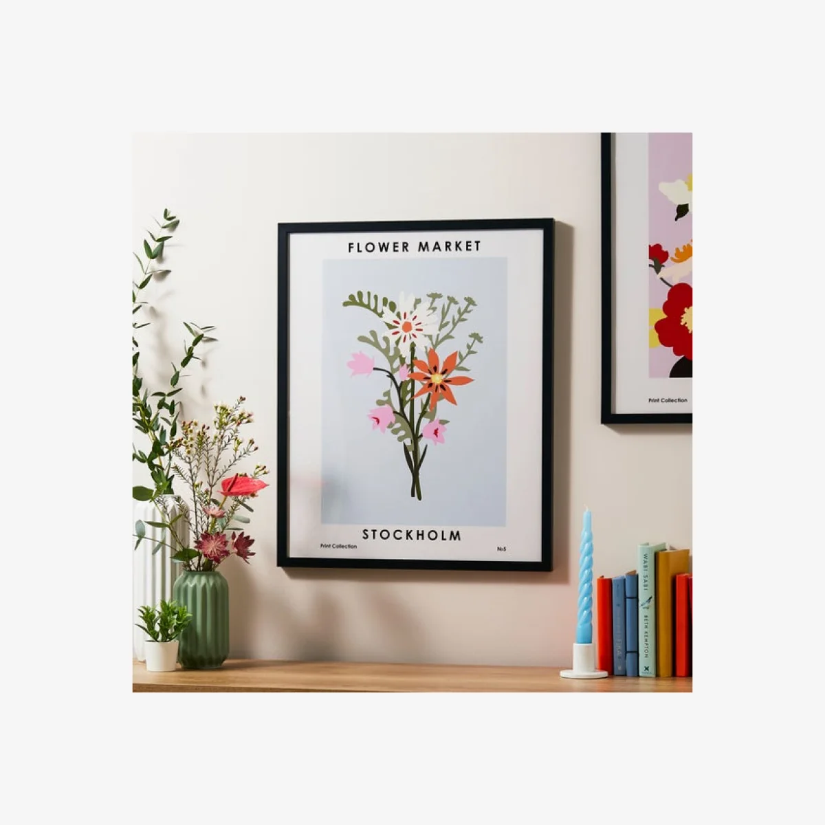 Stockholm Flower Market Framed Print, 42 X 52cm Multi Coloured