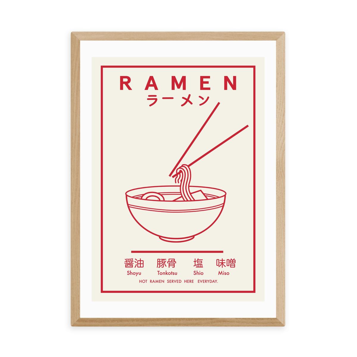 East End Prints Ramen (Red & White) Print Red/White – image 2