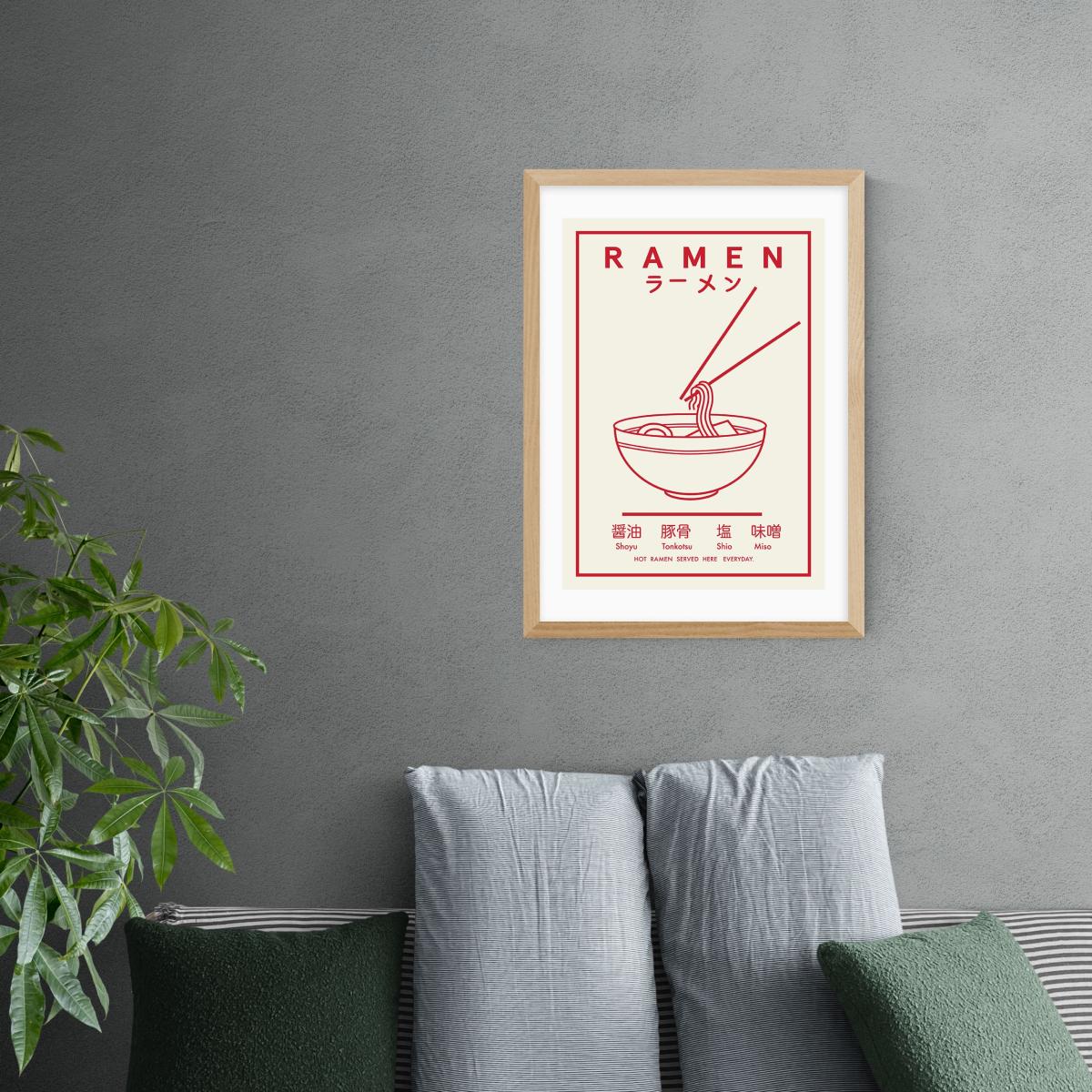 East End Prints Ramen (Red & White) Print Red/White – image 1
