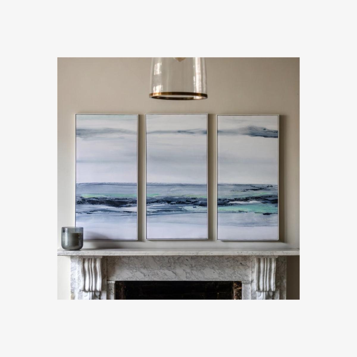 Cedar & Sage Set of 3 Clouded View Framed Canvases – image 1