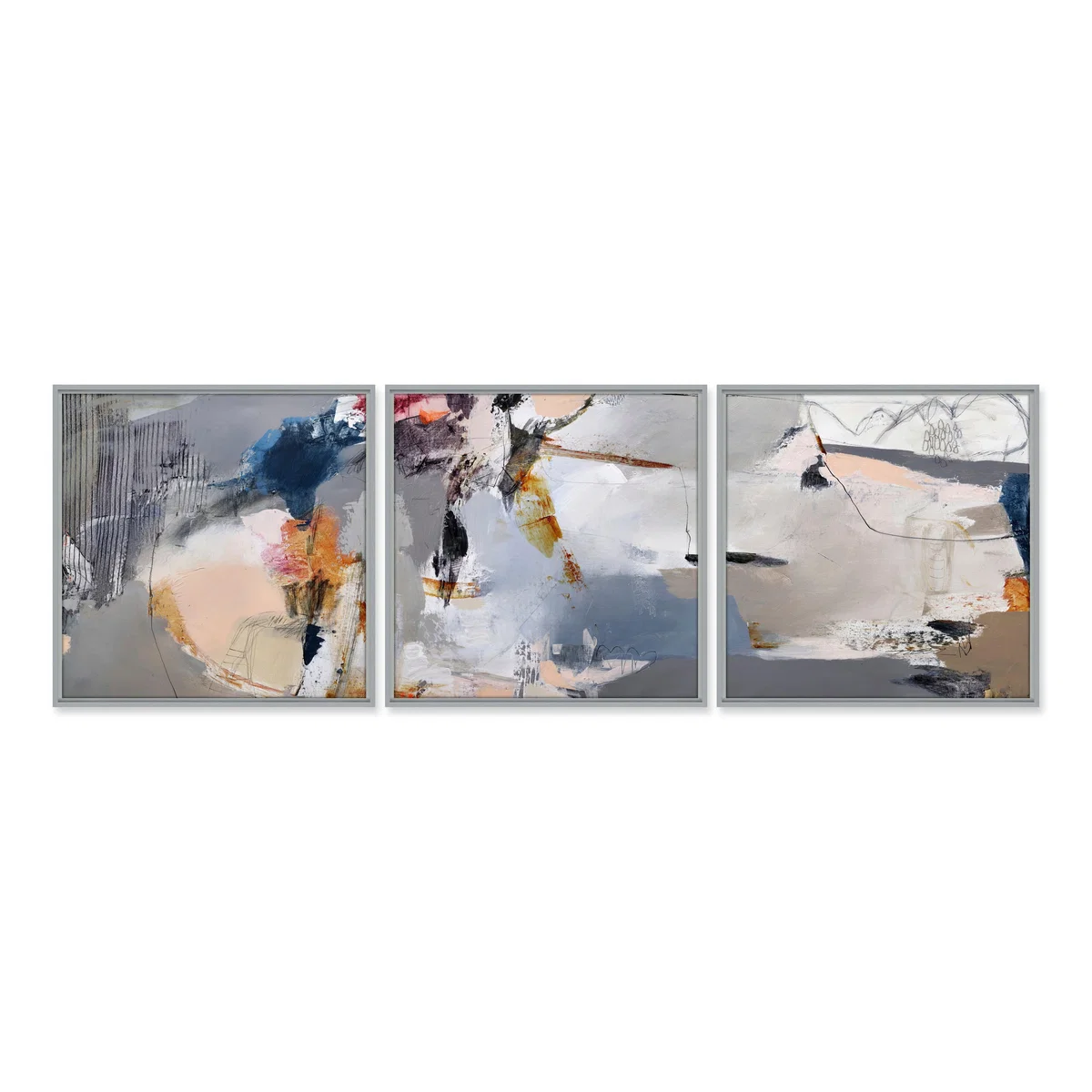 Silent Motion by Natasha Barnes Set of 3 Framed Canvases MultiColoured – image 2