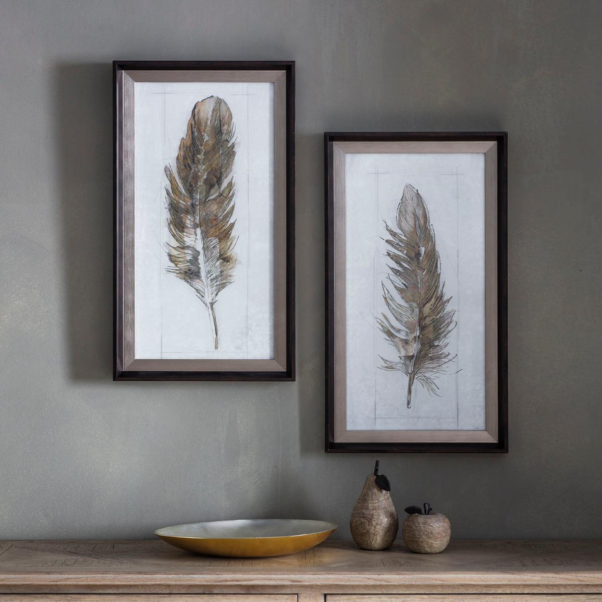 Autumn Feather Set of 2 Framed Wall Art Natural – image 2