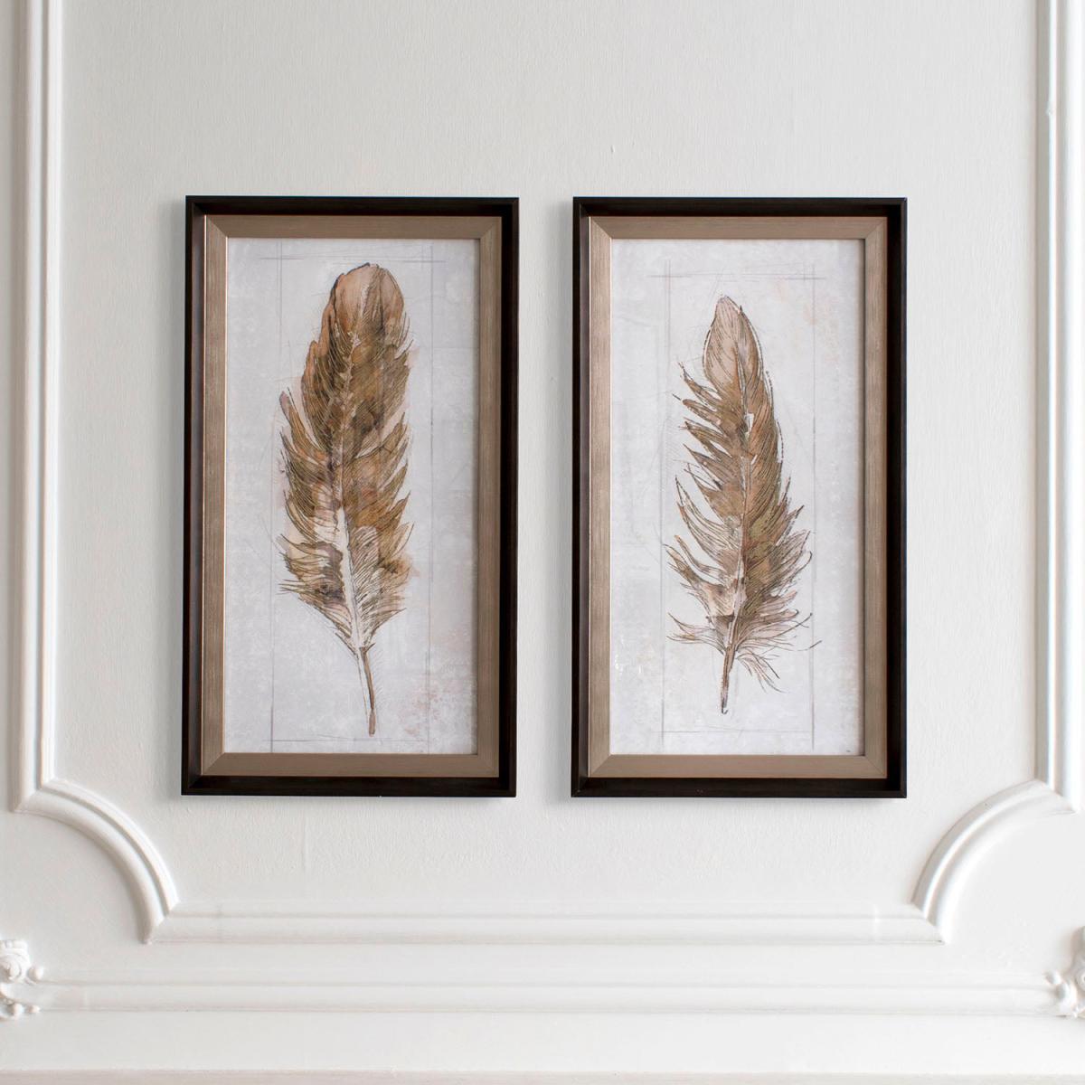 Autumn Feather Set of 2 Framed Wall Art Natural – image 1
