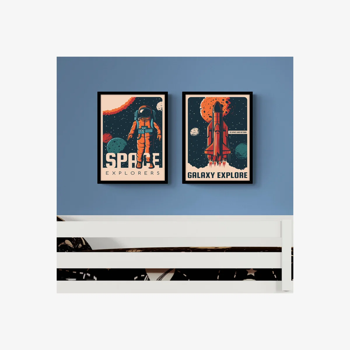 Set of 2 Space Explorers Framed Prints – image 1