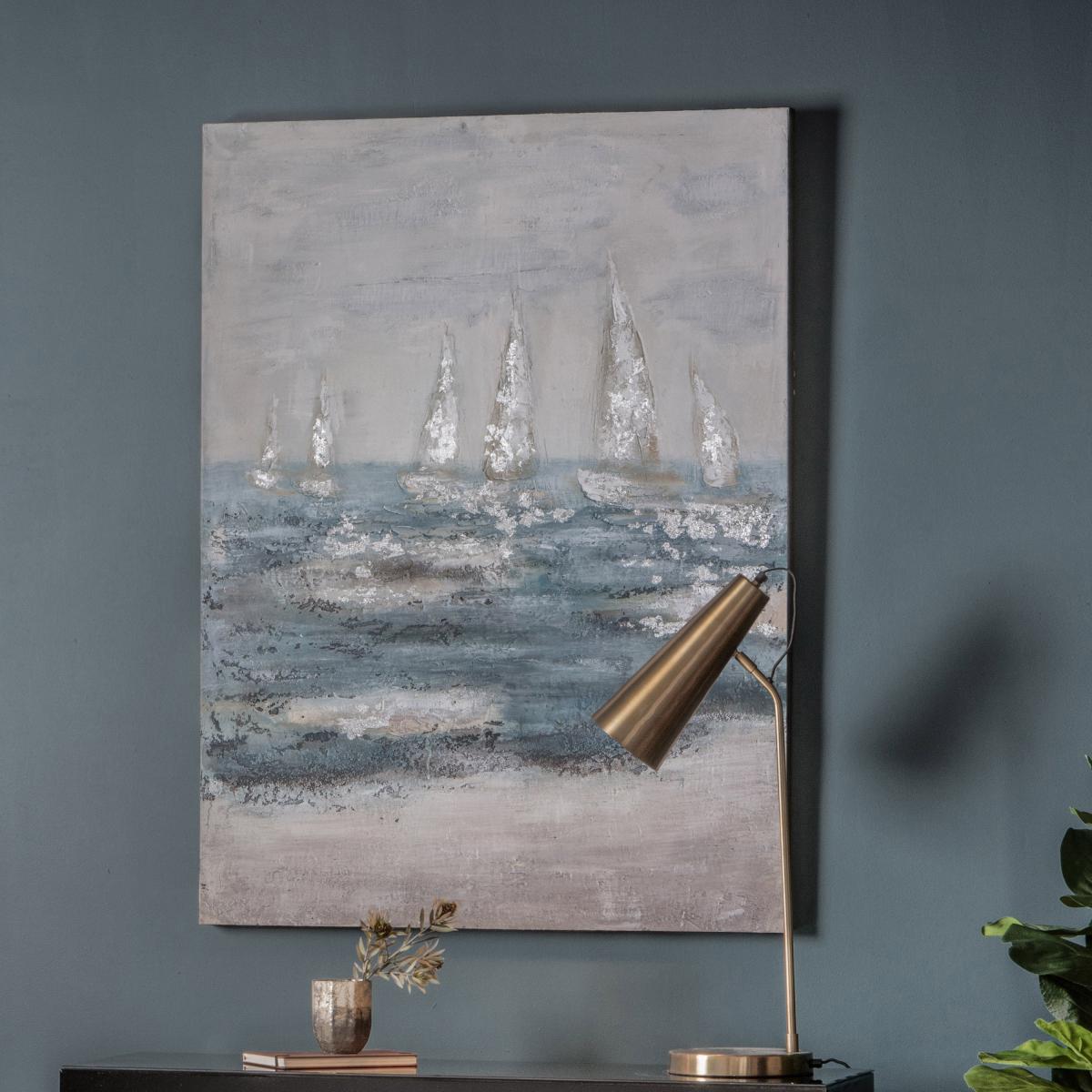 Ocean Waves Textured Canvas Blue – image 2