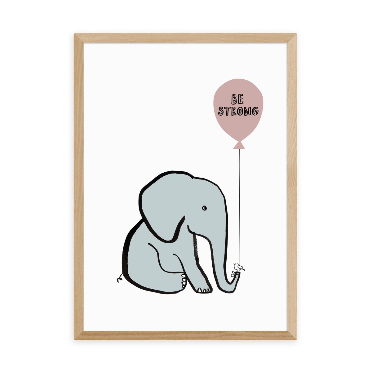 East End Prints Be Strong Elephant Print Blue – image 2