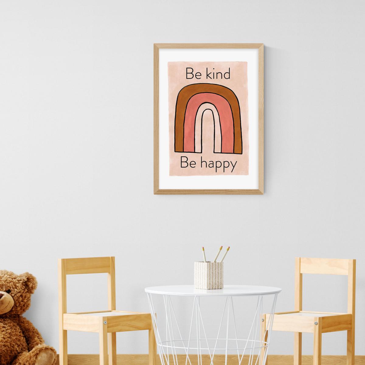 East End Prints Be Kind Be Happy Print Pink – image 1