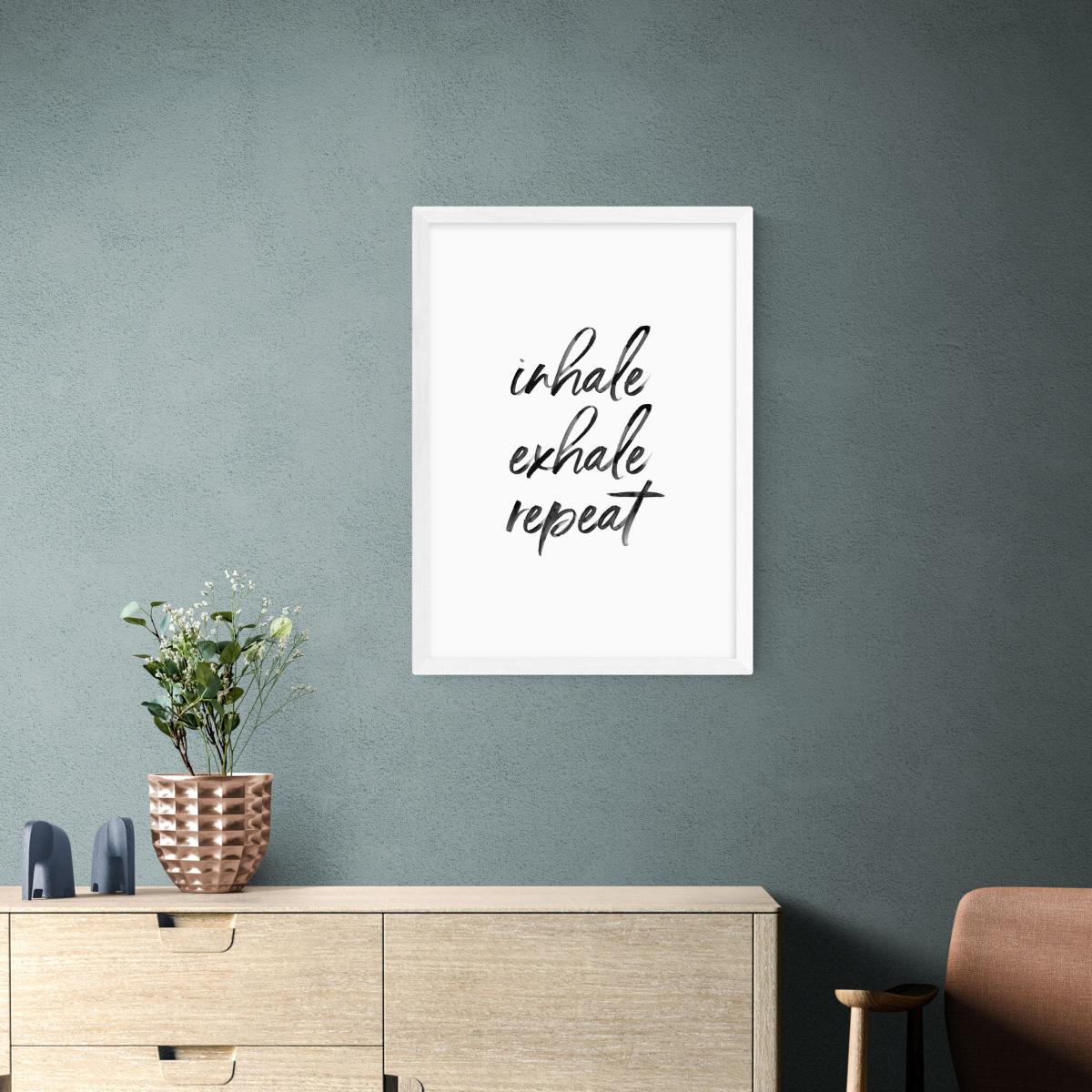 East End Prints Inhale Exhale Repeat Print White – image 1