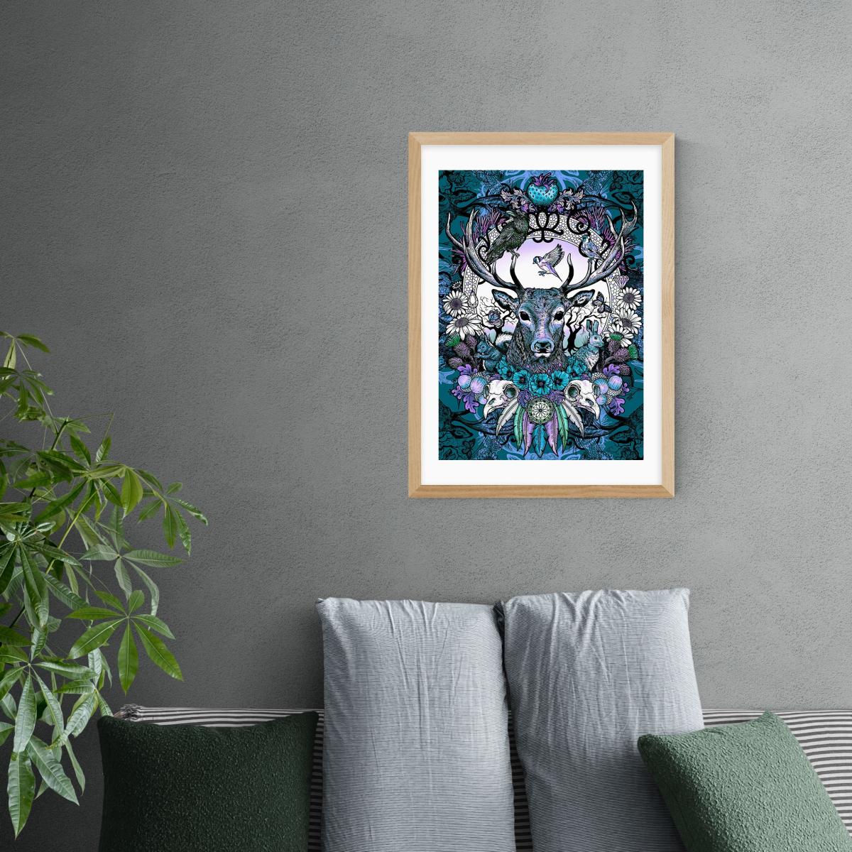 East End Prints Stag Print Blue – image 1
