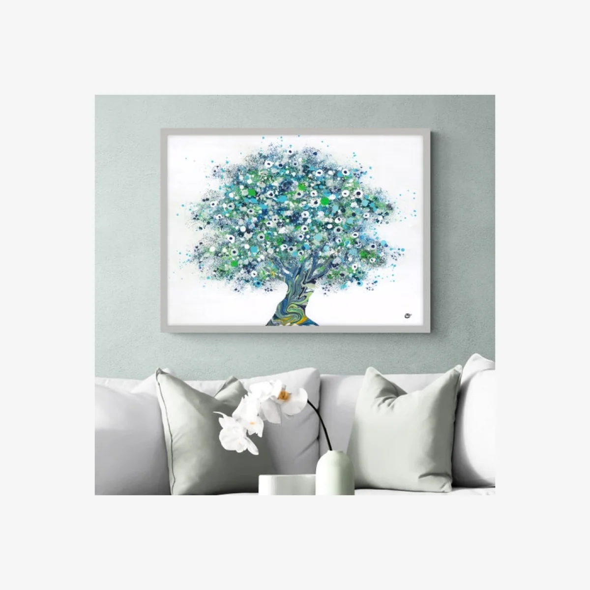 Lost In The Clouds Framed Print Teal (Blue)
