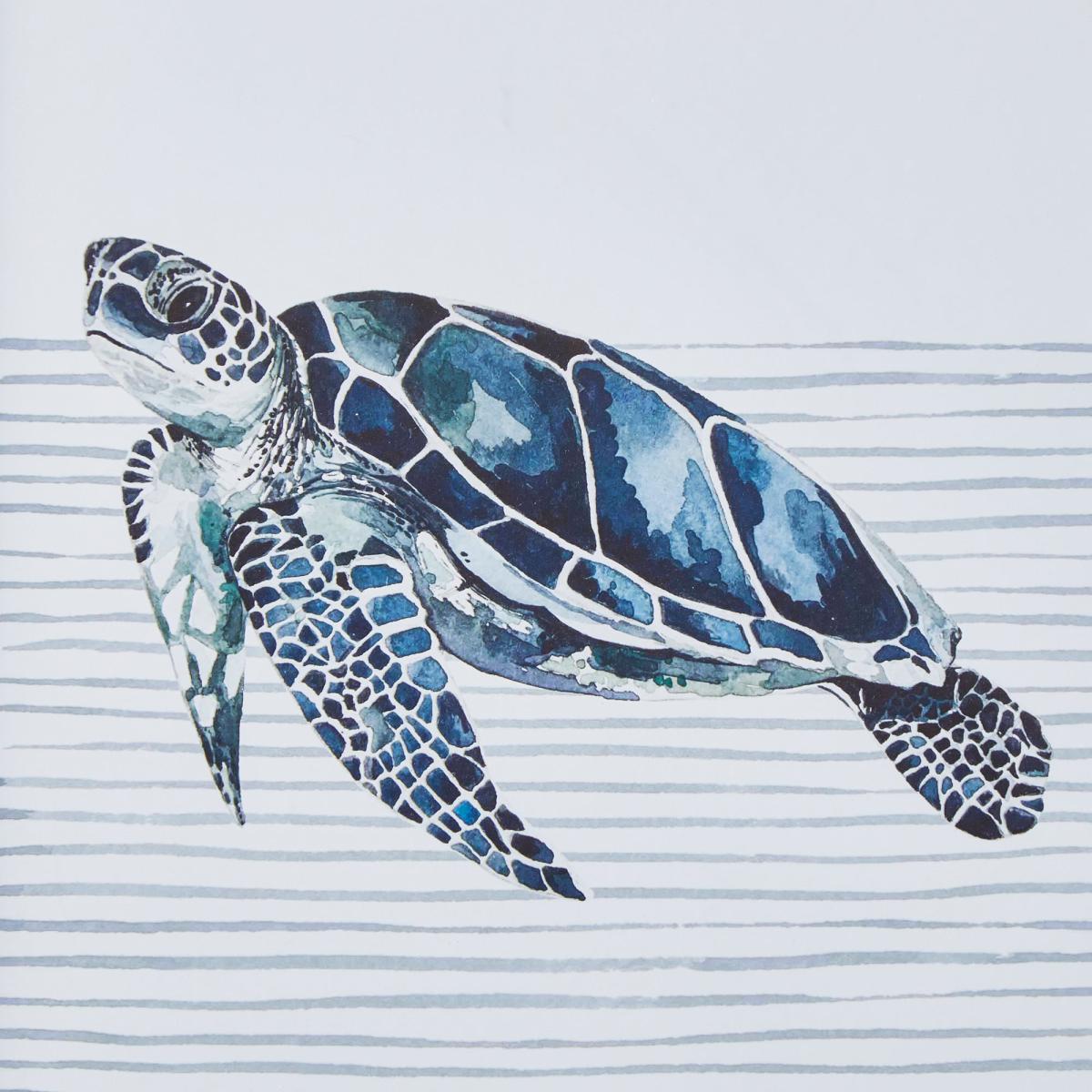 Sea Turtle Framed Print White and Blue – image 3