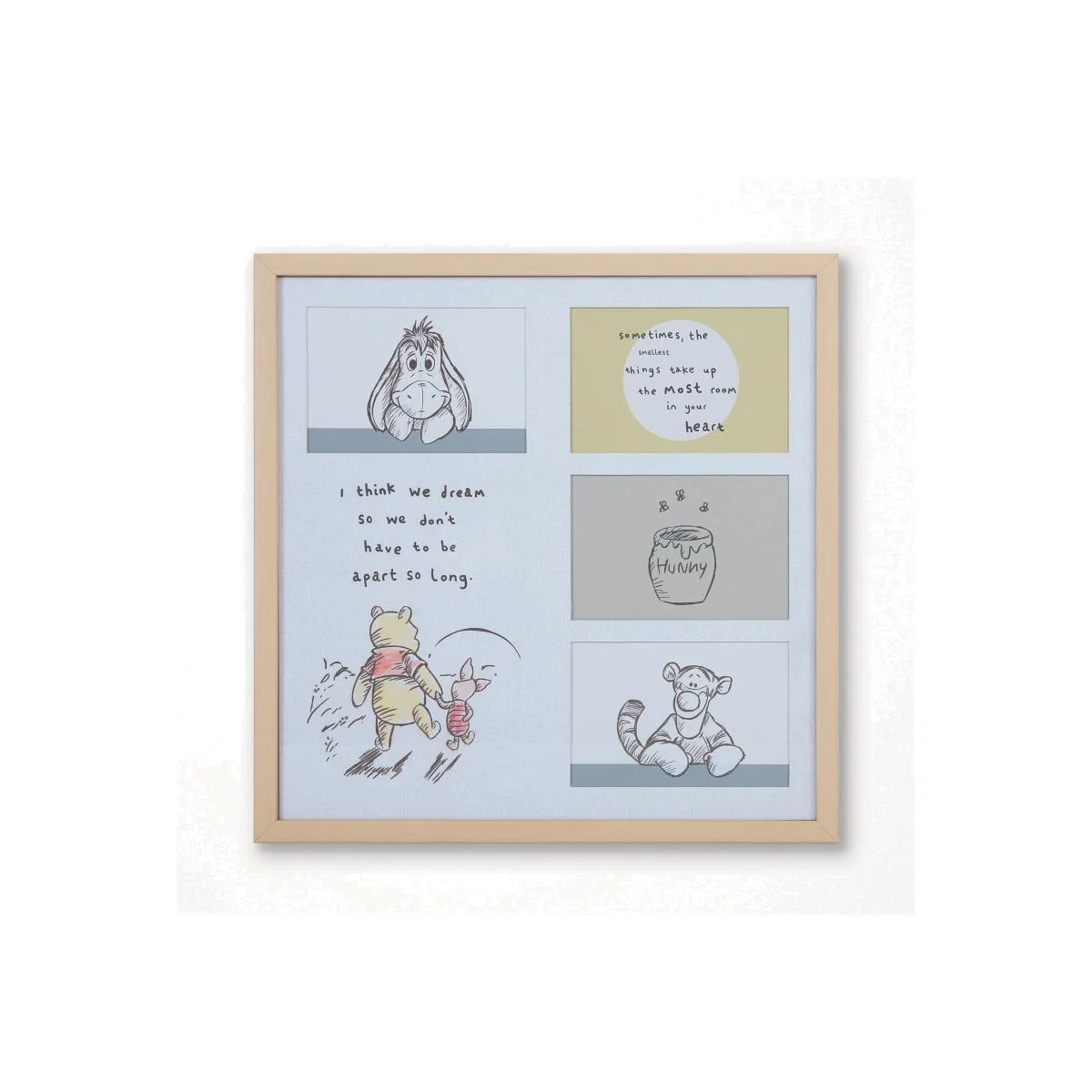 Winnie the Pooh Framed Wall Art Grey, Blue and Yellow