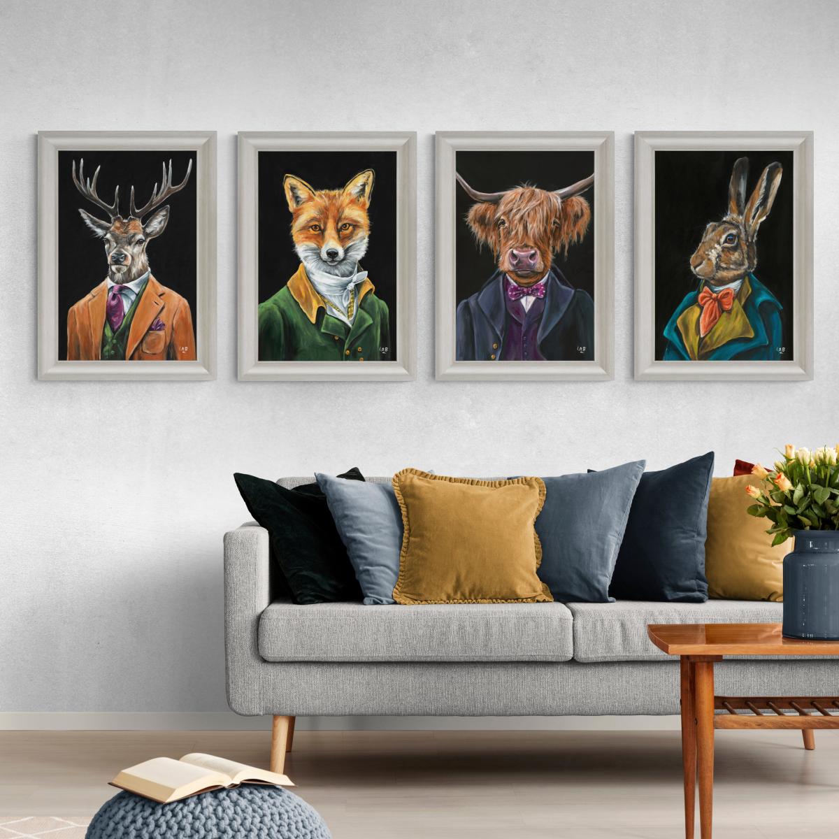 Gentleman Stag by Louise Brown Framed Print White/Brown – image 4
