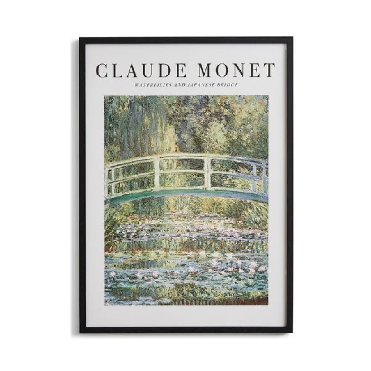 Waterlilies and Japanese Bridge by Claude Monet Framed Print Black – image 3