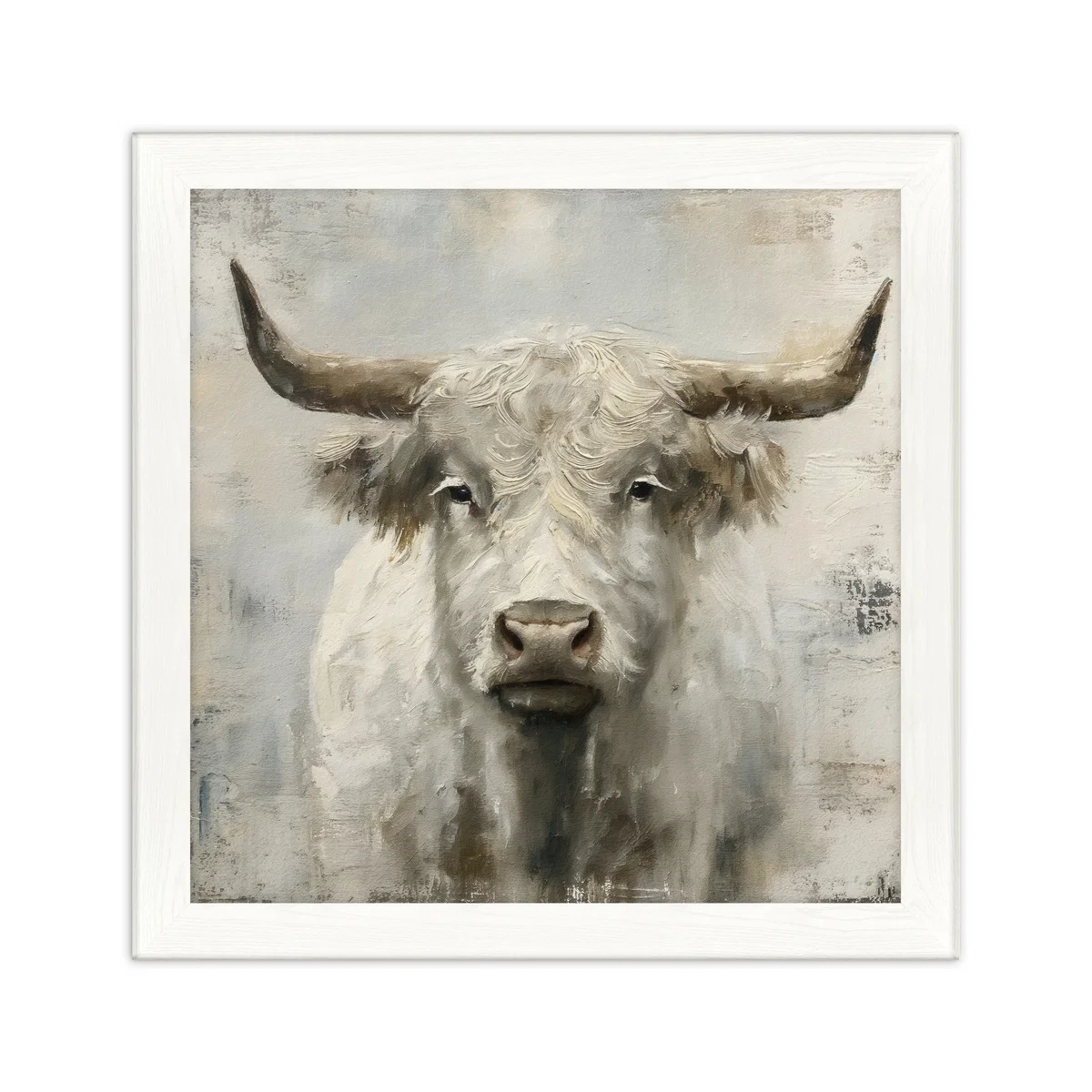 White Highland Cow Framed Print White – image 2
