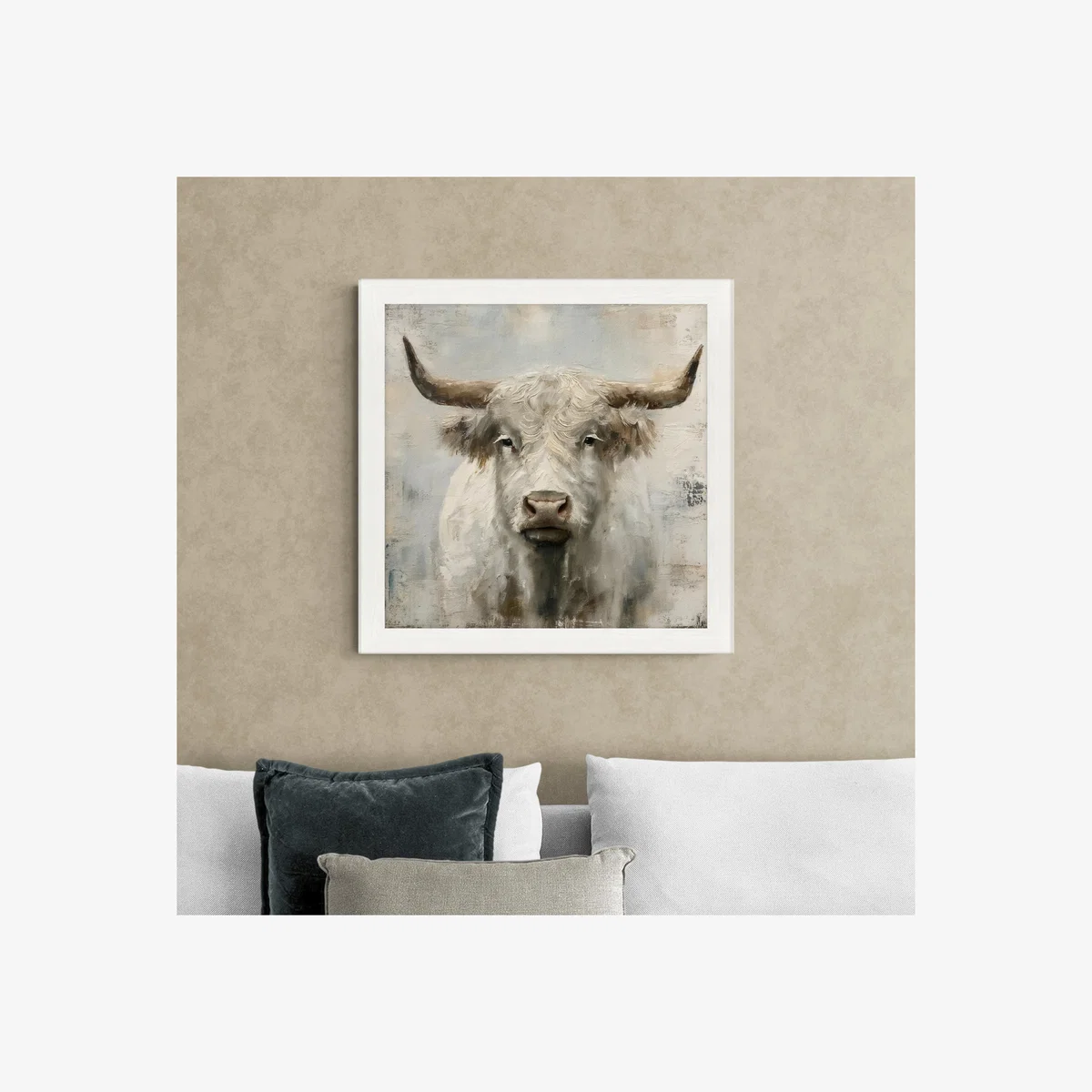 White Highland Cow Framed Print White – image 1