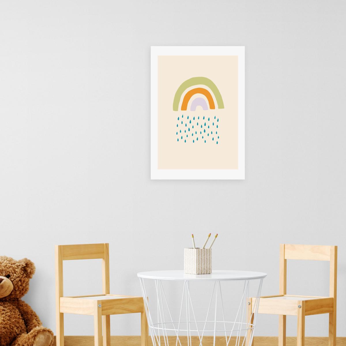 East End Prints Raining Rainbow Print Green/Orange/Blue – image 1