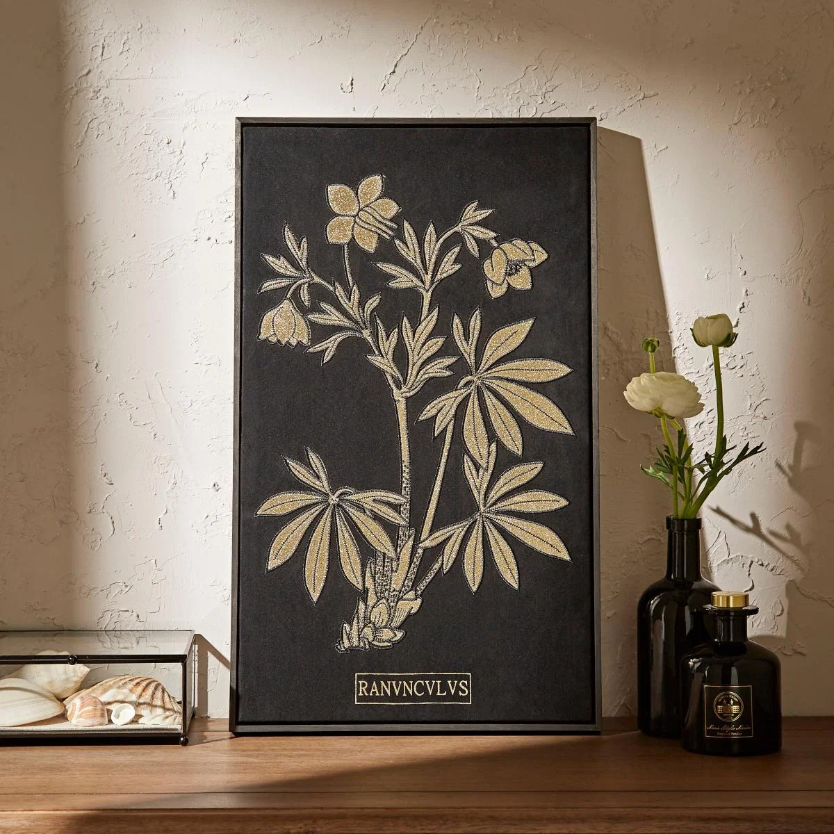 Pack of 2 Hintze Floral Framed Canvases Black – image 2