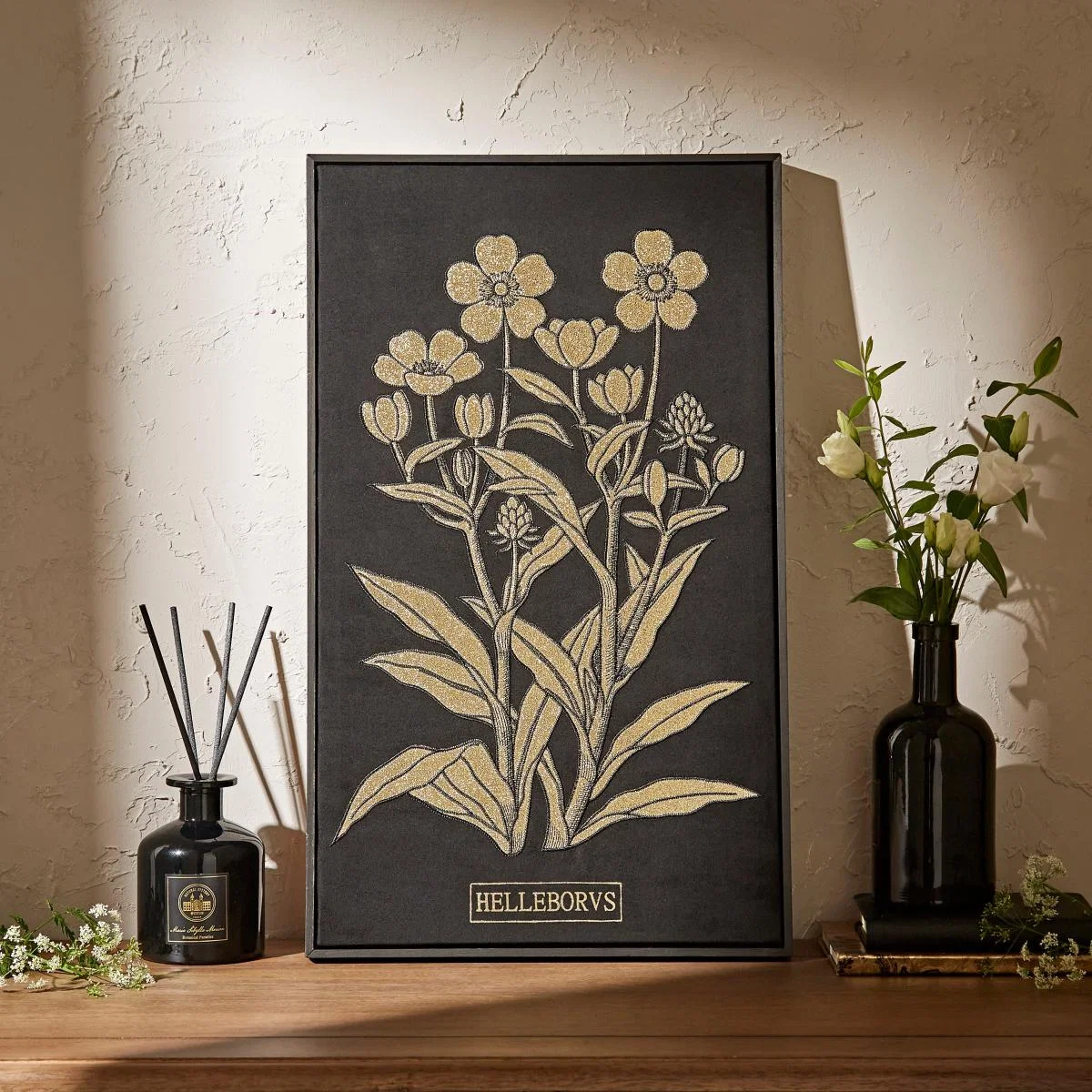 Pack of 2 Hintze Floral Framed Canvases Black – image 3