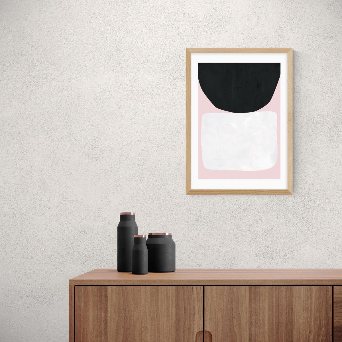 East End Prints Hush Print White/Black/Pink – image 1