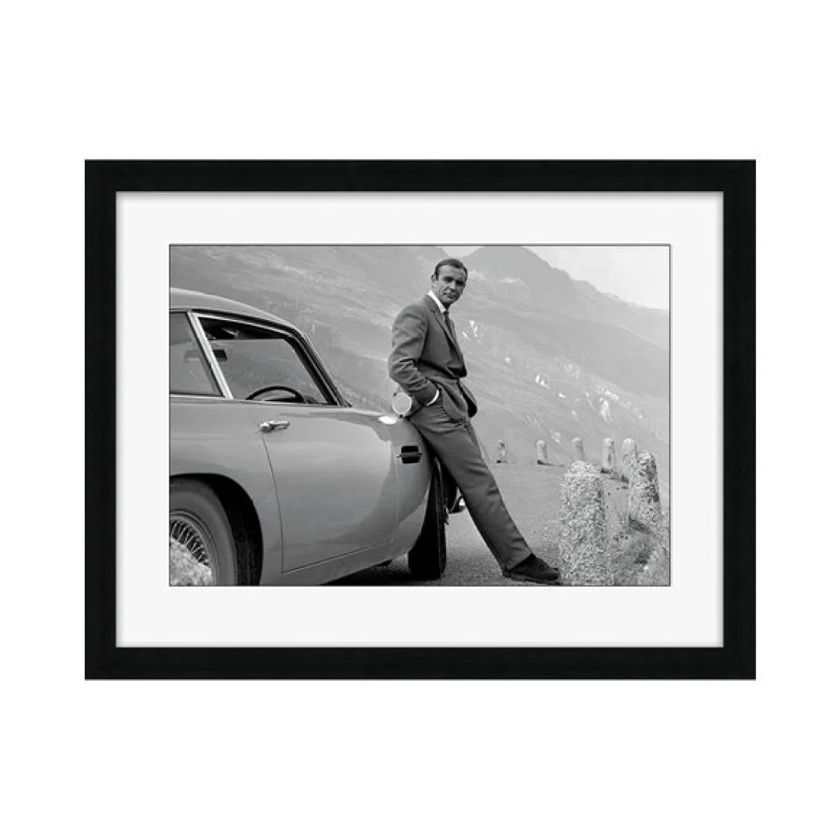 The Art Group James Bond Aston Martin Framed Print Black and white – image 2