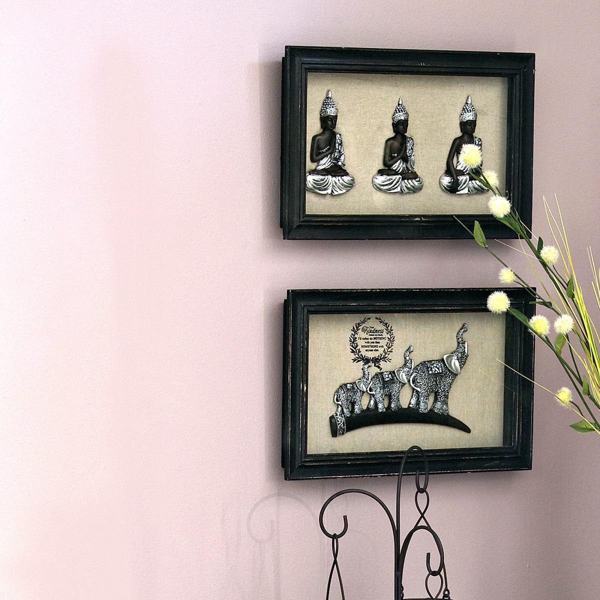 Framed Elephants Wall Art Light Brown / Natural – image 2