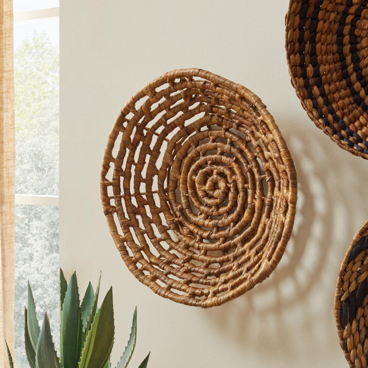Global Set of 3 Woven Wall Art 35cm Natural – image 2