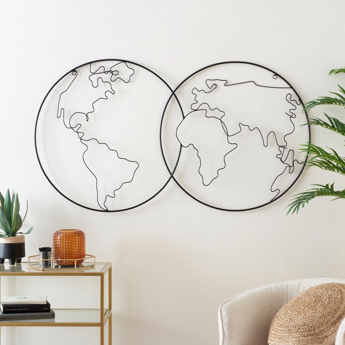 Globe Metal Indoor Outdoor Wall Art 128cm Black – image 1