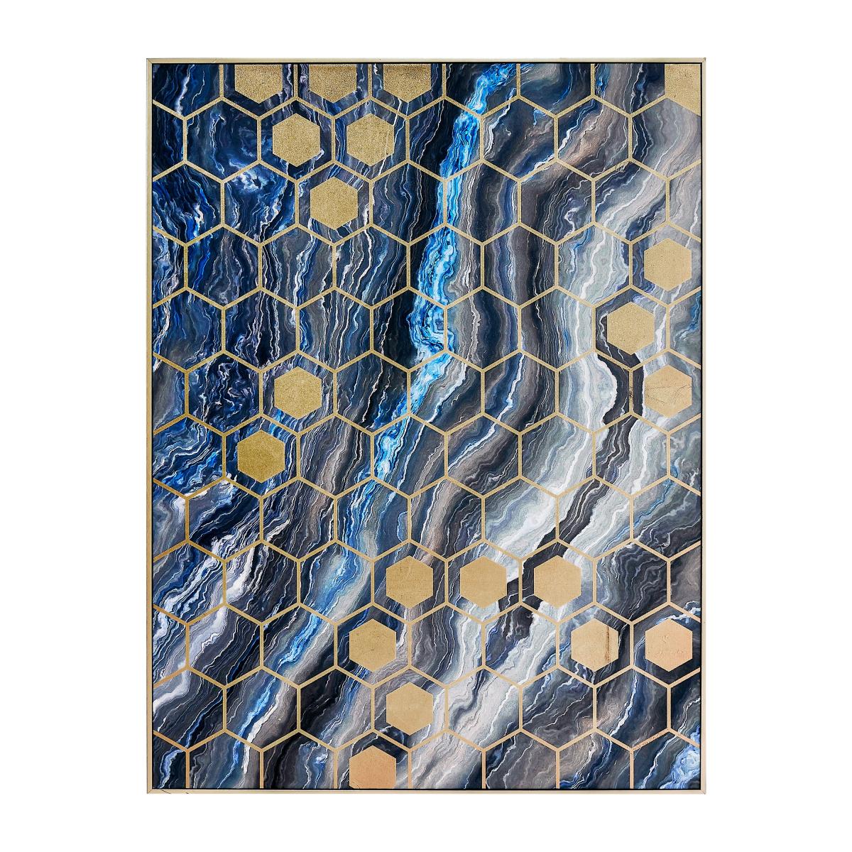 Black Marble Canvas Print With Gold Geo Pattern Black/Gold – image 2