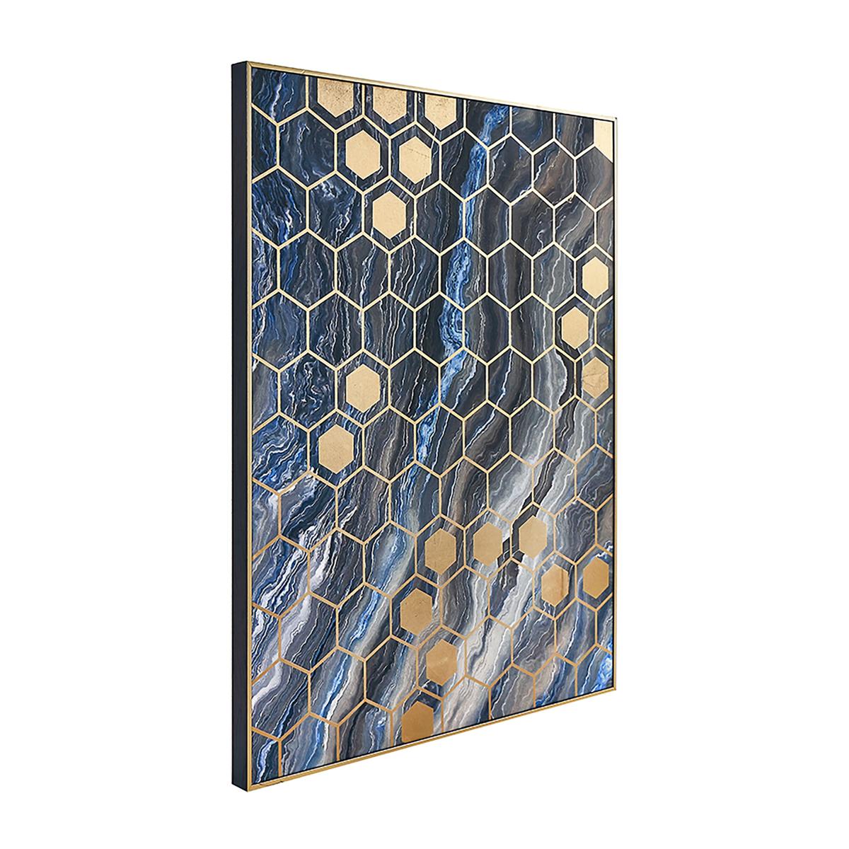 Black Marble Canvas Print With Gold Geo Pattern Black/Gold – image 3