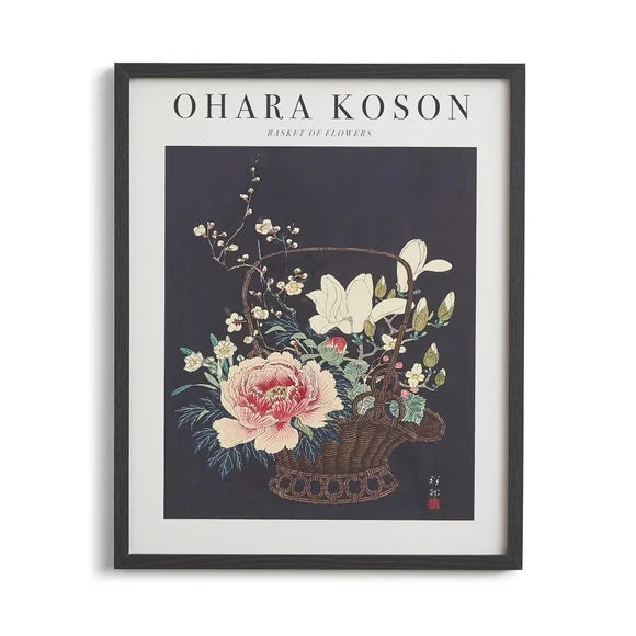 Basket of Flowers by Ohara Koson Framed Print Black – image 4
