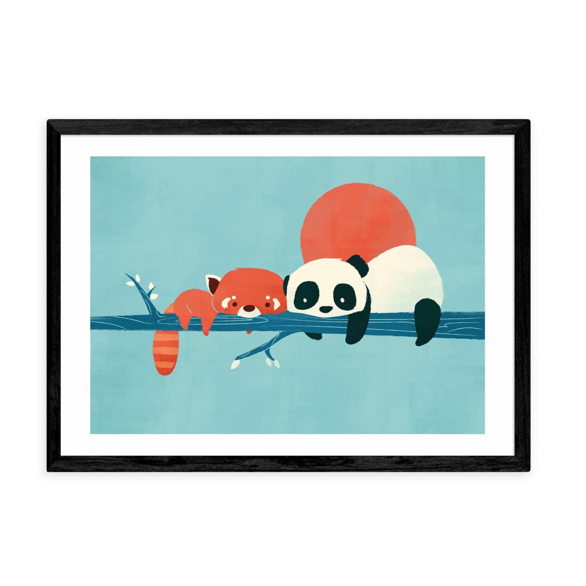 East End Prints Panda and Racoon Print Blue/Orange/White – image 2