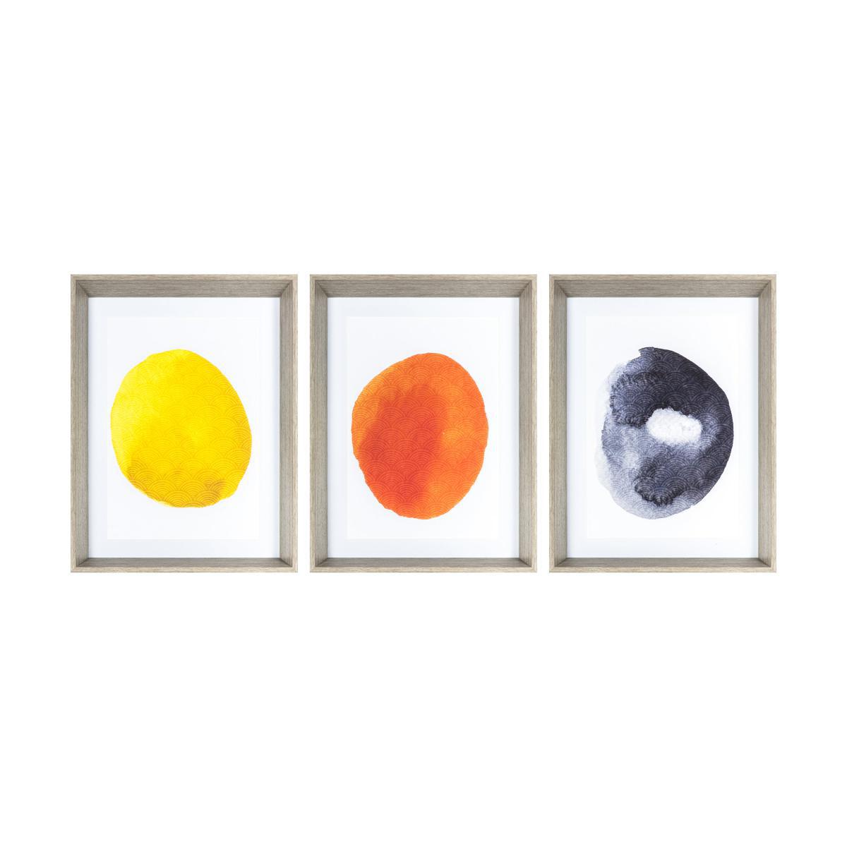 Set of 3 Ink Abstract Framed Art MultiColoured – image 3