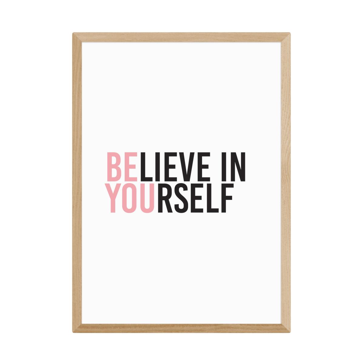 East End Prints Believe In Yourself Print Black/White/Pink – image 2