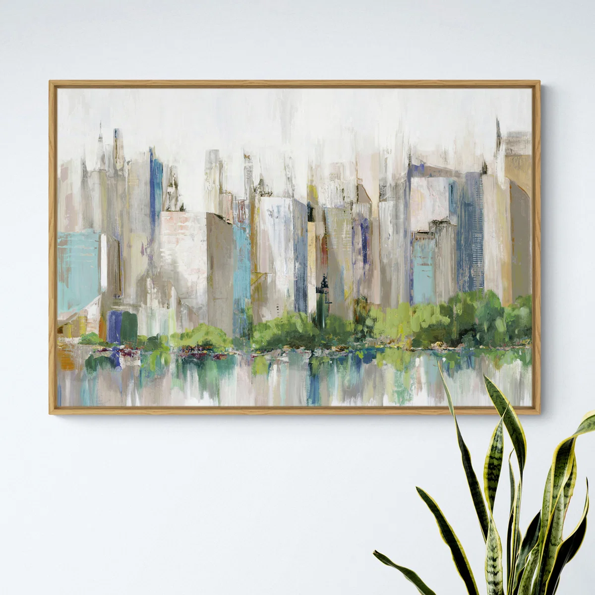 City Reflections Framed Print Oak – image 1