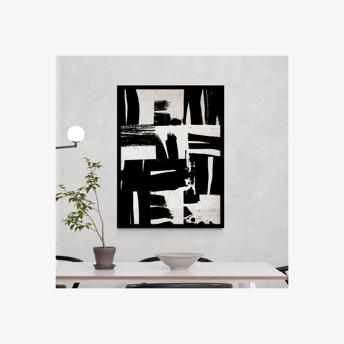 Wabi Sabi Black & White Framed Print Black – image 1