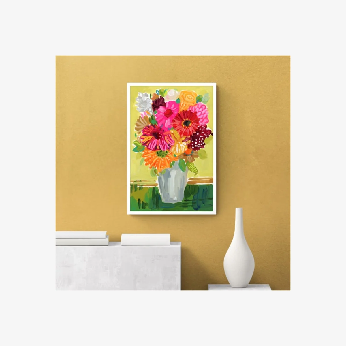 Grounded Bouquet Framed Print MultiColoured