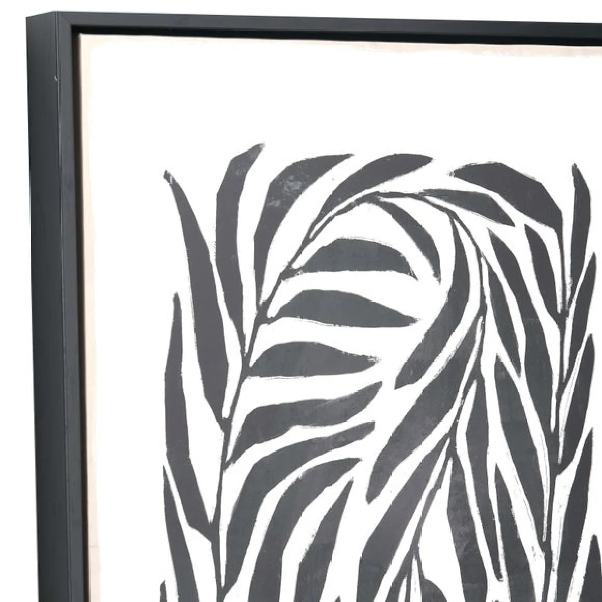 Set of 2 Black Leaf Print Framed Canvases White – image 3