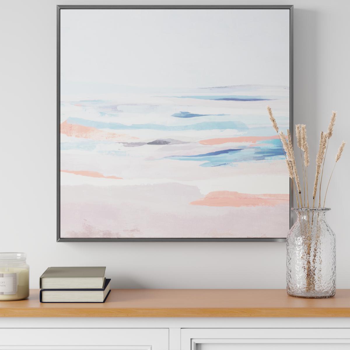 Pastel Seascape Print with Silver Frame MultiColoured