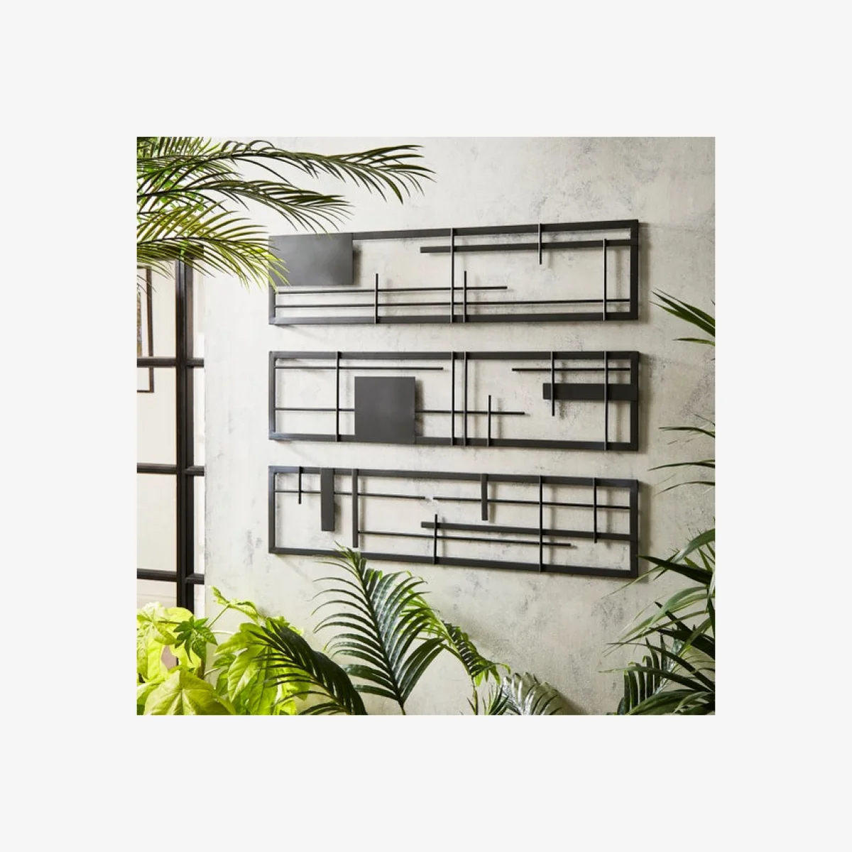 Elements Set of 3 Metal Indoor and Outdoor Wall Art Black – image 1