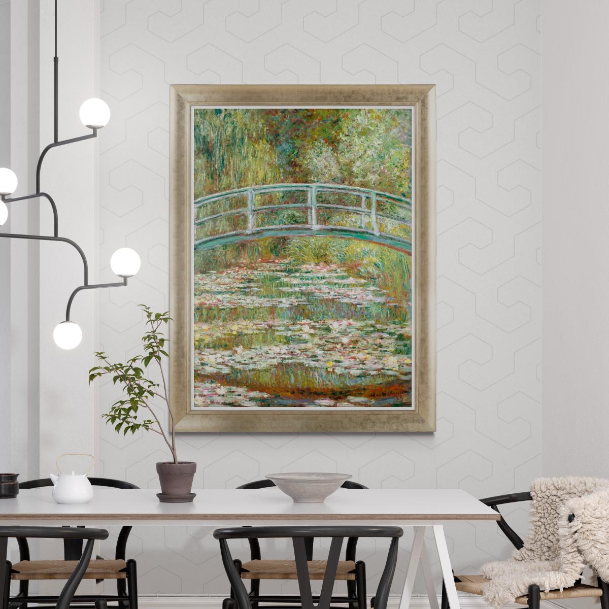 Bridge Over a Pond of Water Lilies by Monet Framed Print Green – image 1