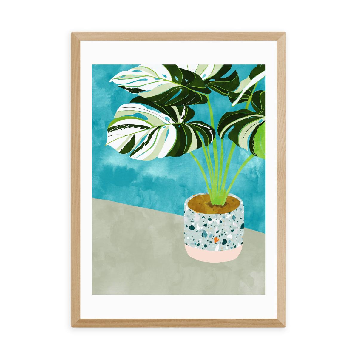 East End Prints Variegated Monstera Print Blue – image 2